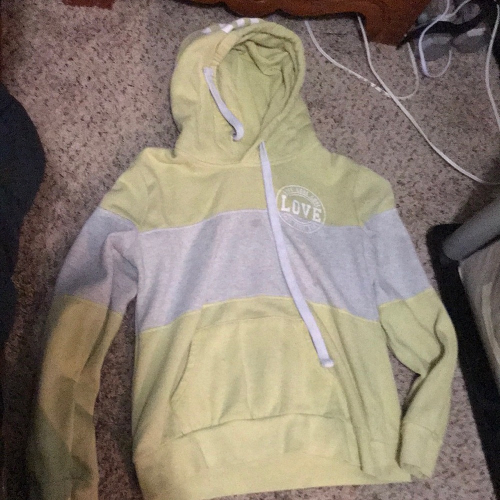 Yellow reflex hoodie yellow and white pattern with a love design on front